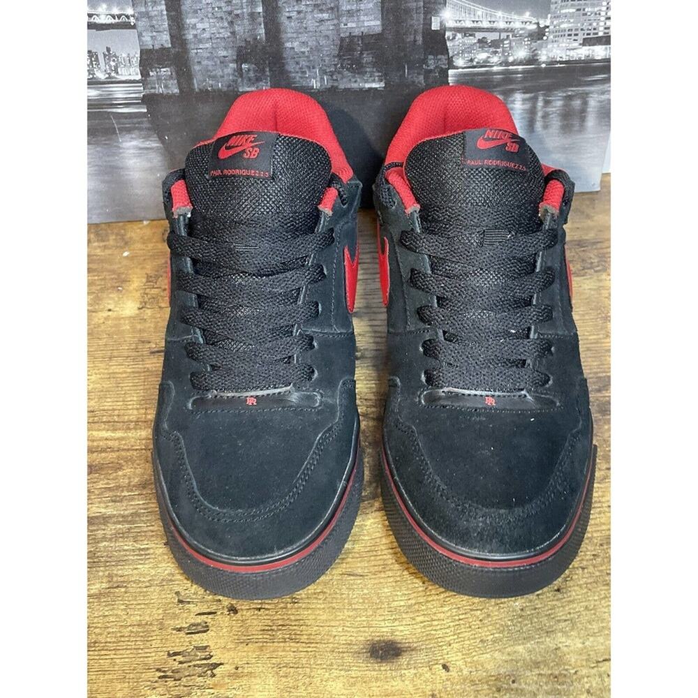 Nike SB Paul Rodriguez Sneakers Skate Shoes Black and Red Youth Kids Size 5.5 - Picture 4 of 9